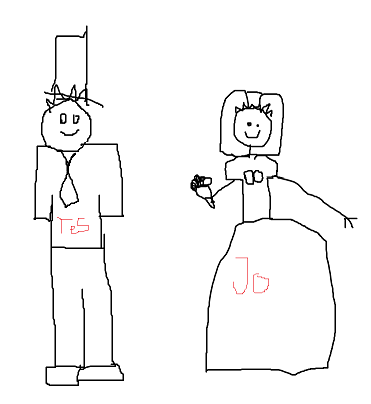 A picture of Tes and Jo wedding.